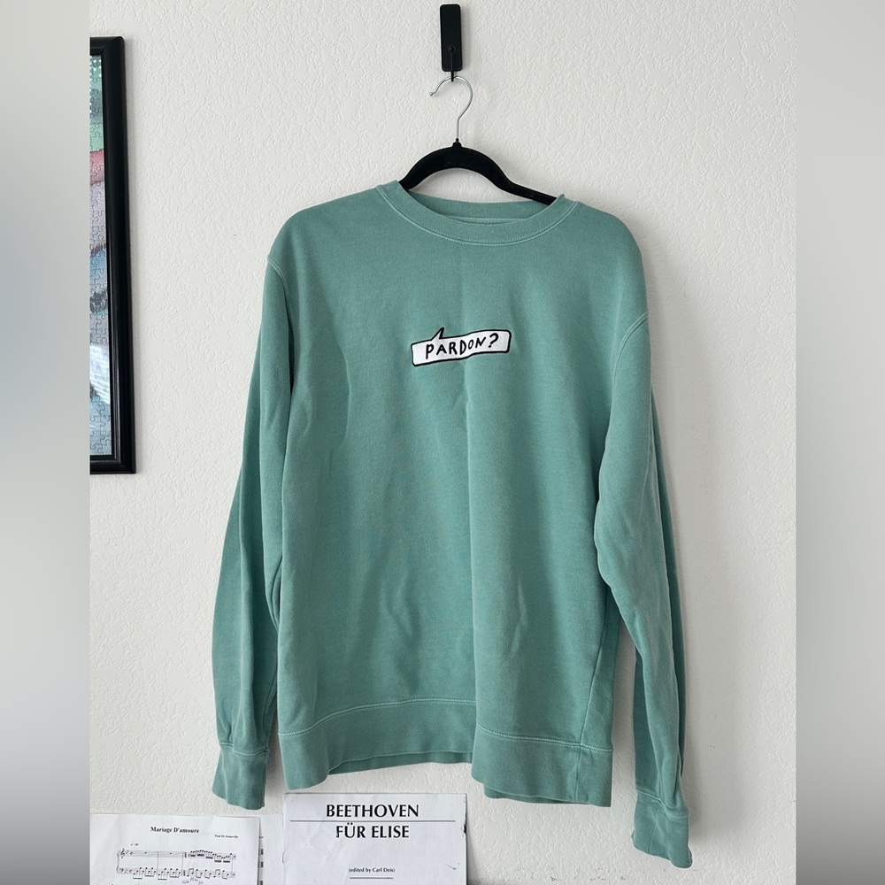 Kurtis Conner Kurtistown “Pardon?” Crewneck Sweatshirt Sage Green M